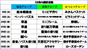 １０月選択活動